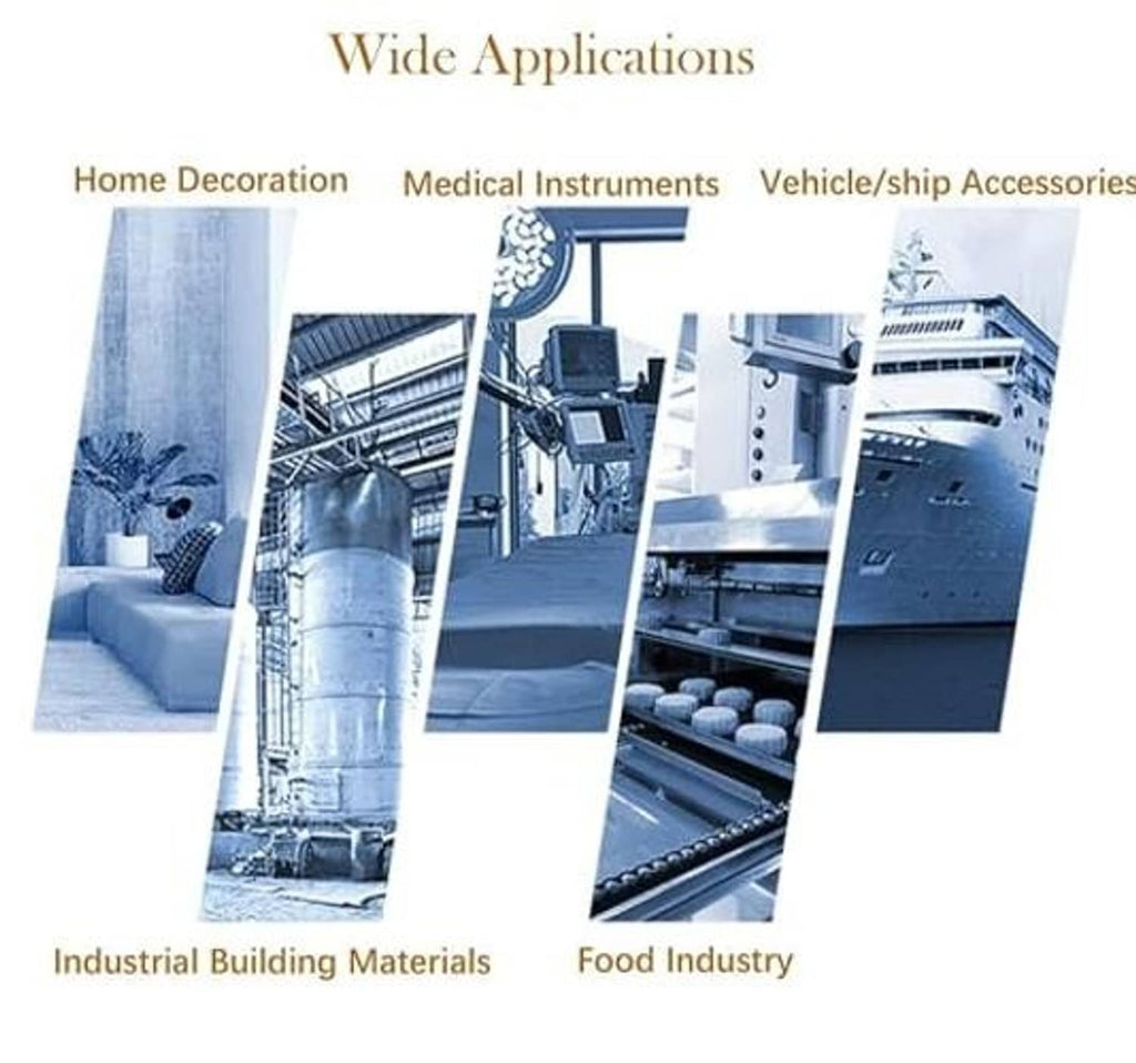 Wide applications banner for stainless steel coupling nuts: home, medical, vehicle, food