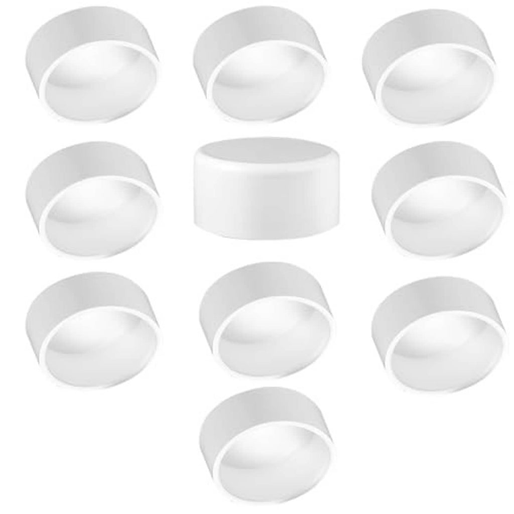 Pack of white PVC pipe end caps with open round ends, for 1.5 in pipe