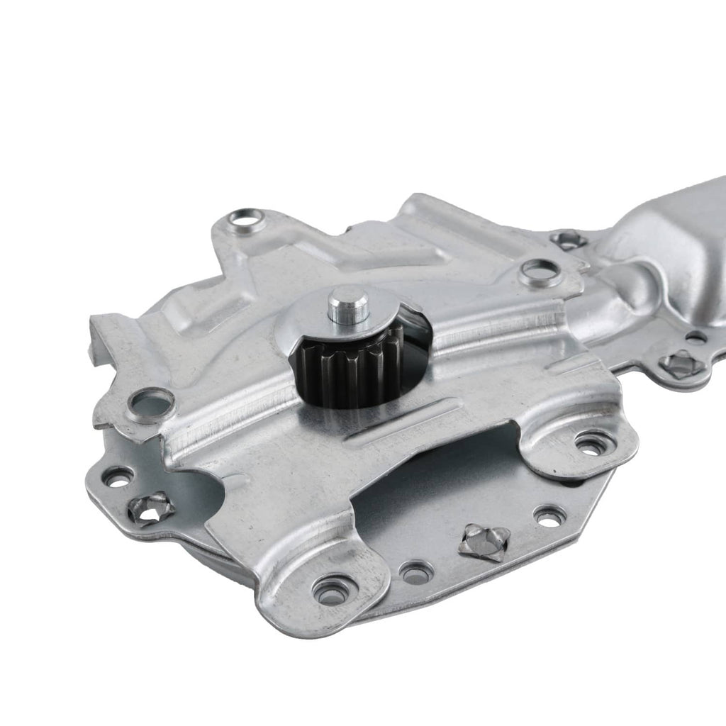 Power window lift motor with black gear insert and silver stamped base plate