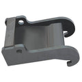 Excavator quick attach coupler bracket, dark gray metal, with mounting holes and fork ends