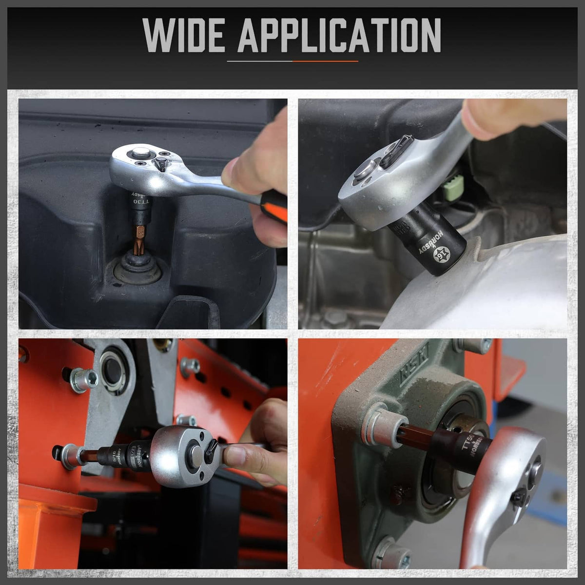 Torx socket bit applied to vehicle fasteners in multiple locations