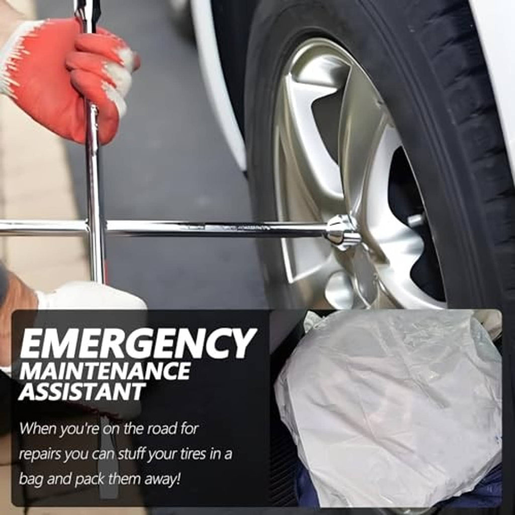 White tire storage bag for roadside emergency storage, folded and ready to pack