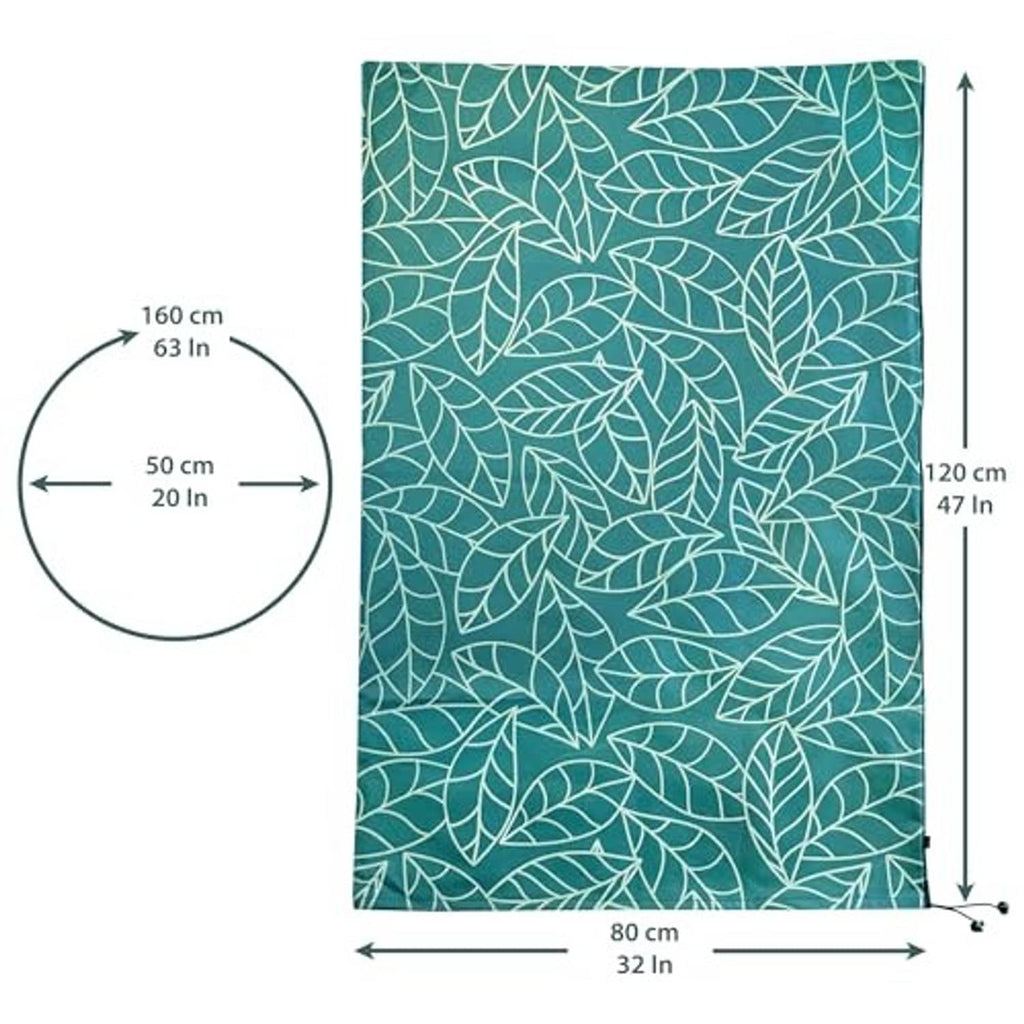 Green leaf-pattern plant cover size: 32 in wide, 47 in tall