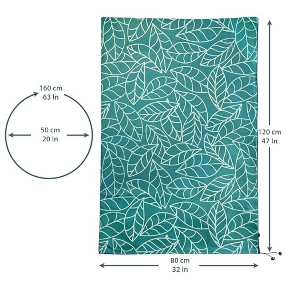 Green leaf-pattern plant cover size: 32 in wide, 47 in tall