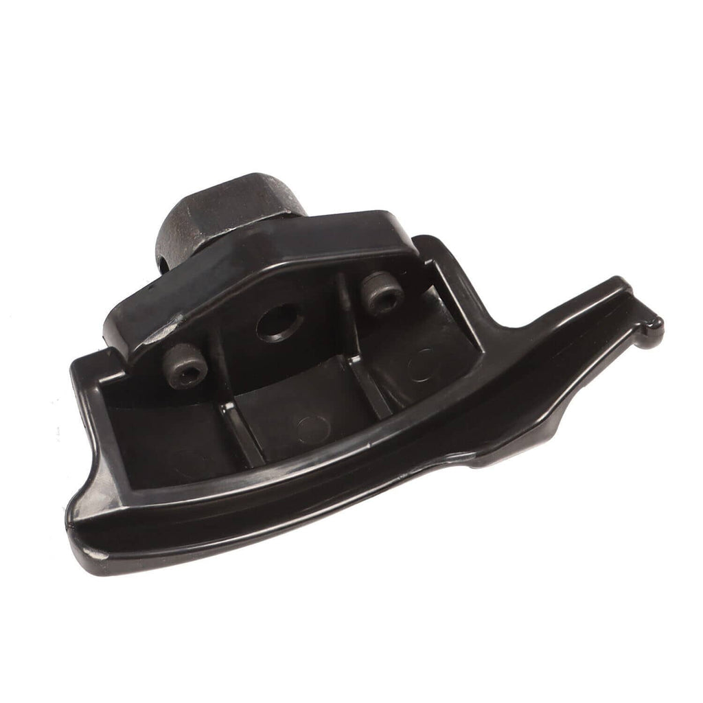 Duck head tool bracket with mounting holes and black steel finish