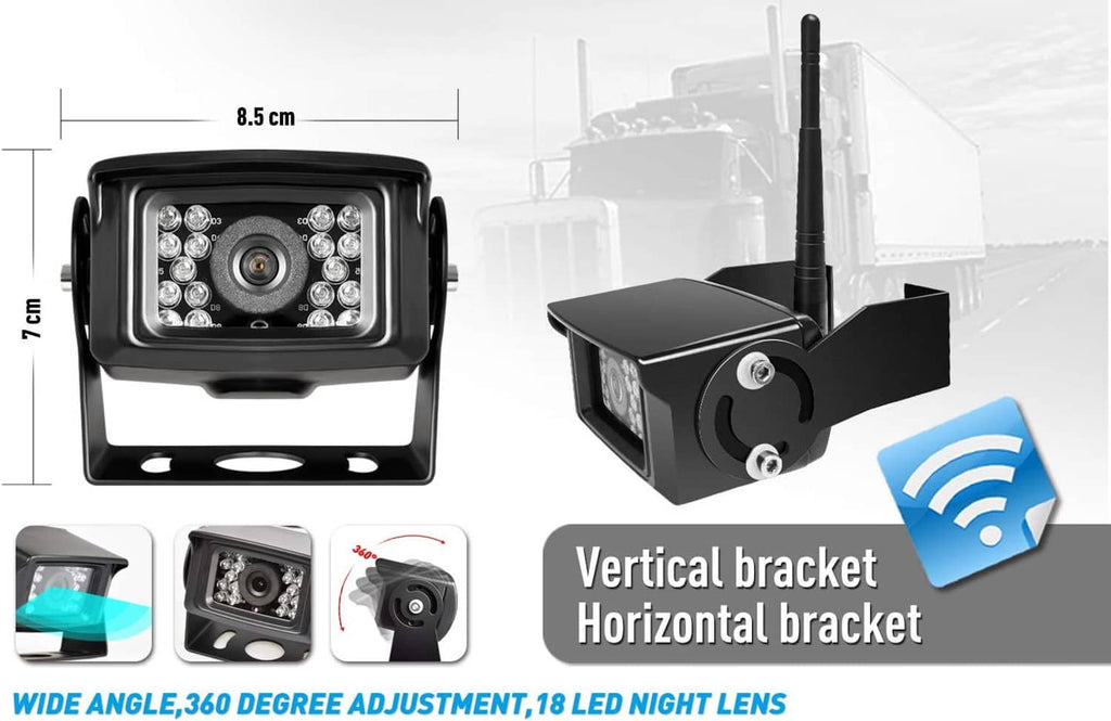 Rear view camera system with dual LED lens module, mounting brackets, and TV antenna set