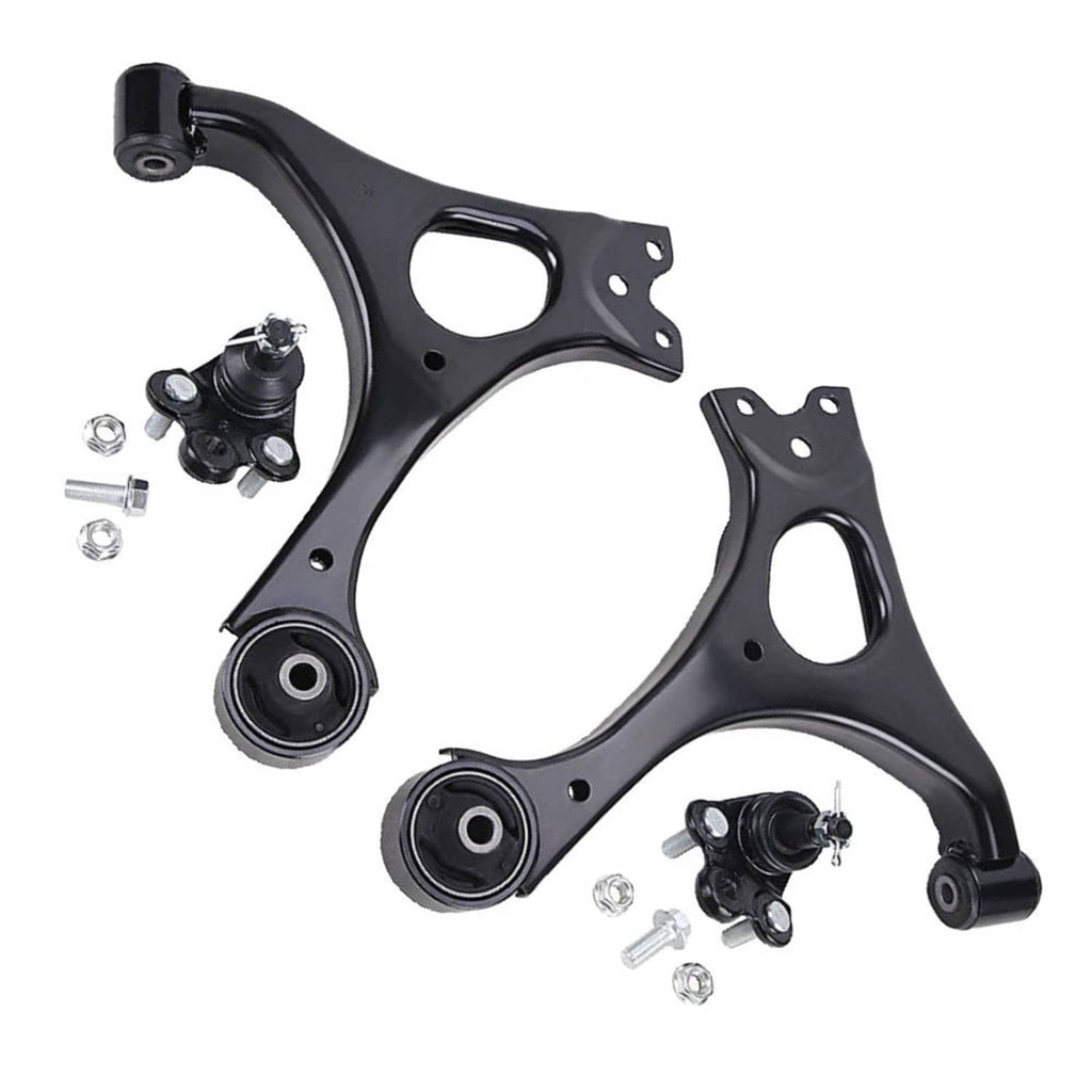 Set of front lower control arms with ball joints and mounting parts, black steel