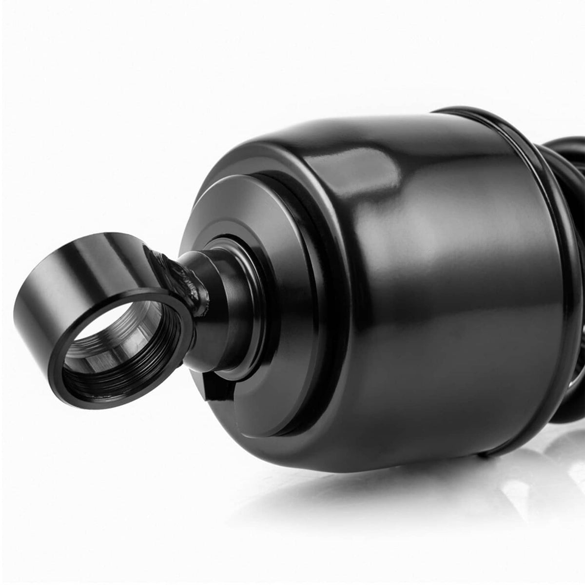 Pair of 13-inch rear suspension shocks with black steel body and coiled springs
