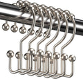 Stainless-steel double glide shower curtain hook rings set with ball tops