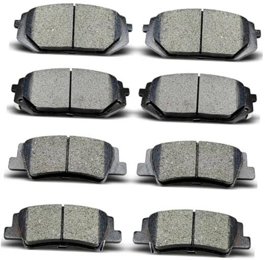 Gray ceramic brake pads set, multiple pairs with metal backing, front-facing view