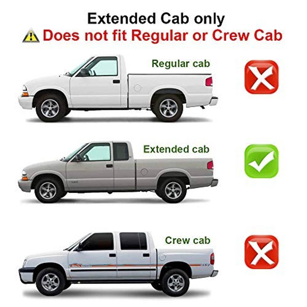 Extended cab fitment warning infographic for third brake light lens cover
