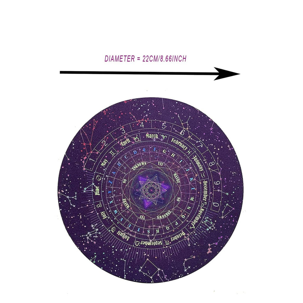 Round zodiac dowsing chart diagram with measurement arrow