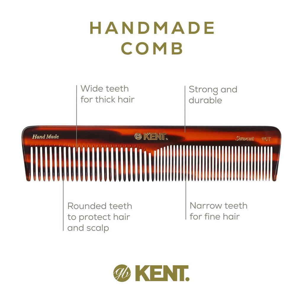 Tortoiseshell comb featuring wide and narrow sections for different hair types