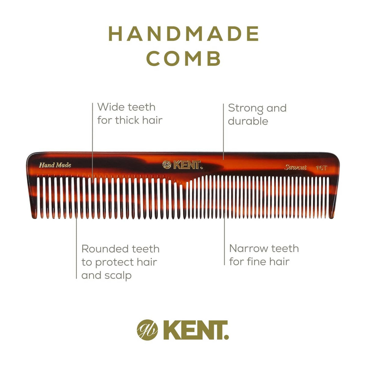 Tortoiseshell comb featuring wide and narrow sections for different hair types