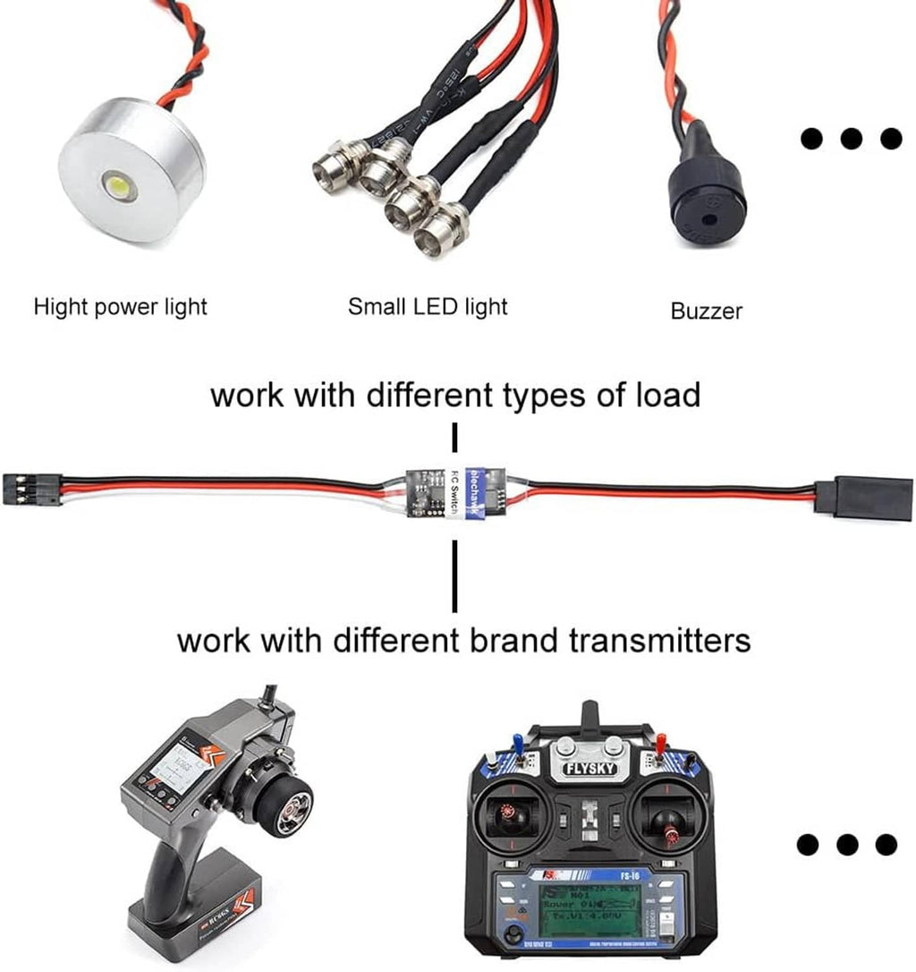 RC on/off relay switch module with load connectors for lights and buzzer