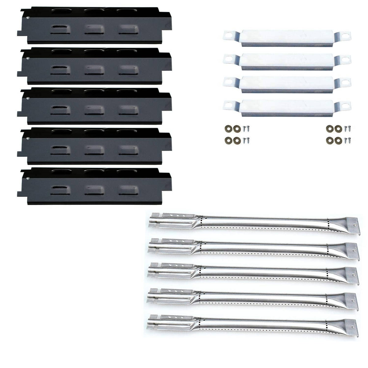 Set of 5 burner parts with heat plates and cross-over tubes, repair kit
