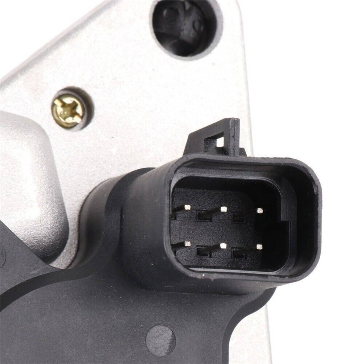 Transfer case shift motor connector plug with mounting screws on metal housing