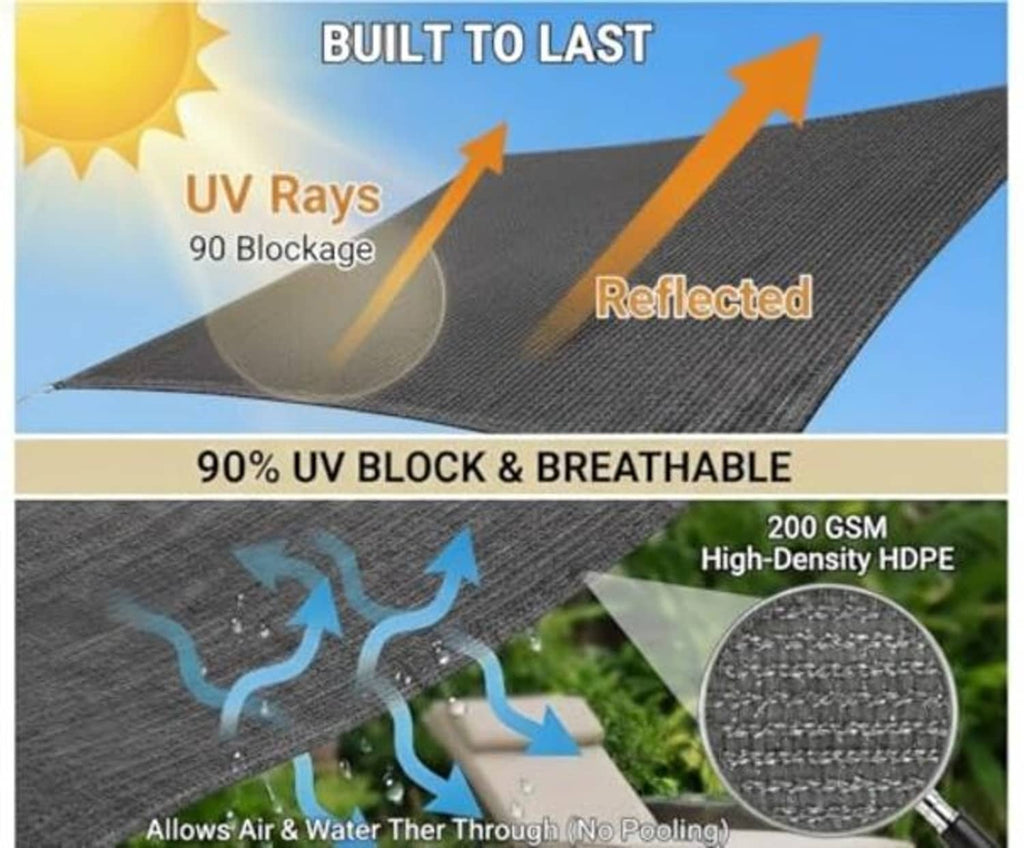 Close view of dark gray breathable sun shade fabric texture for UV blocking use