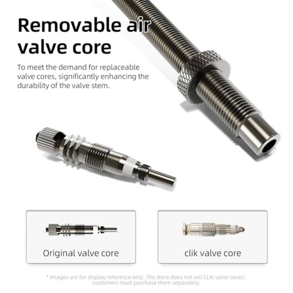 Metal air valve stems and removable valve core for bicycle inner tubes