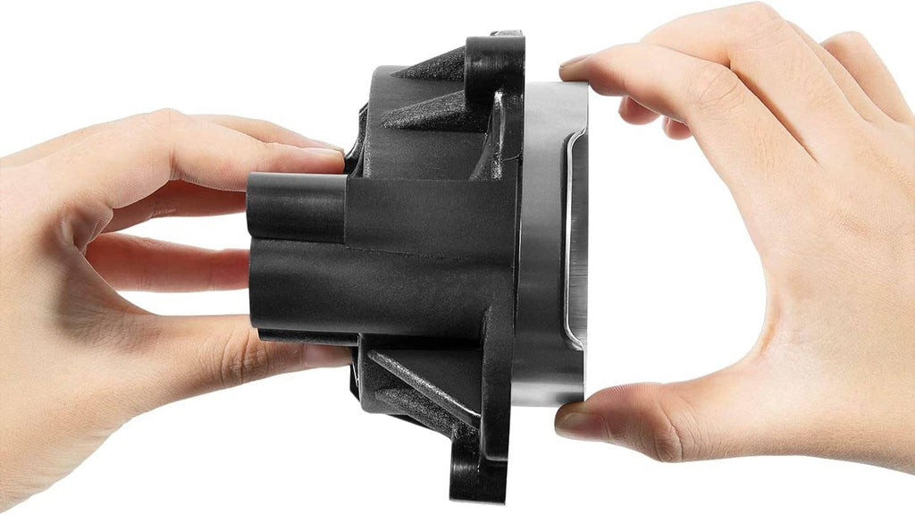 Black water pump impeller housing with integrated impeller and mounting flanges