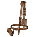 Brown leather medieval baldric tactical belt with studded armor-style pouches