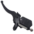 Front brake master cylinder lever assembly with reservoir, black metal and plastic