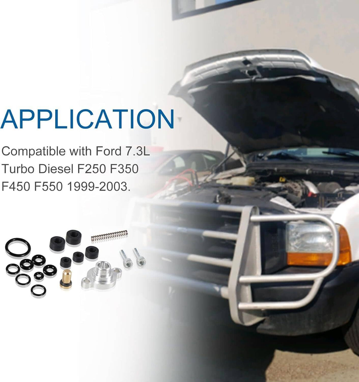 Fuel pressure regulator kit with regulator parts and multiple black O-rings