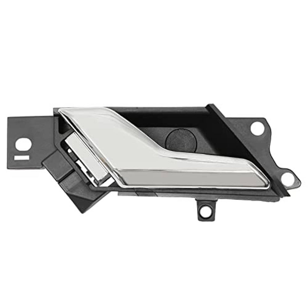 Chrome lever interior door handle with black bracket and circular mounting pin