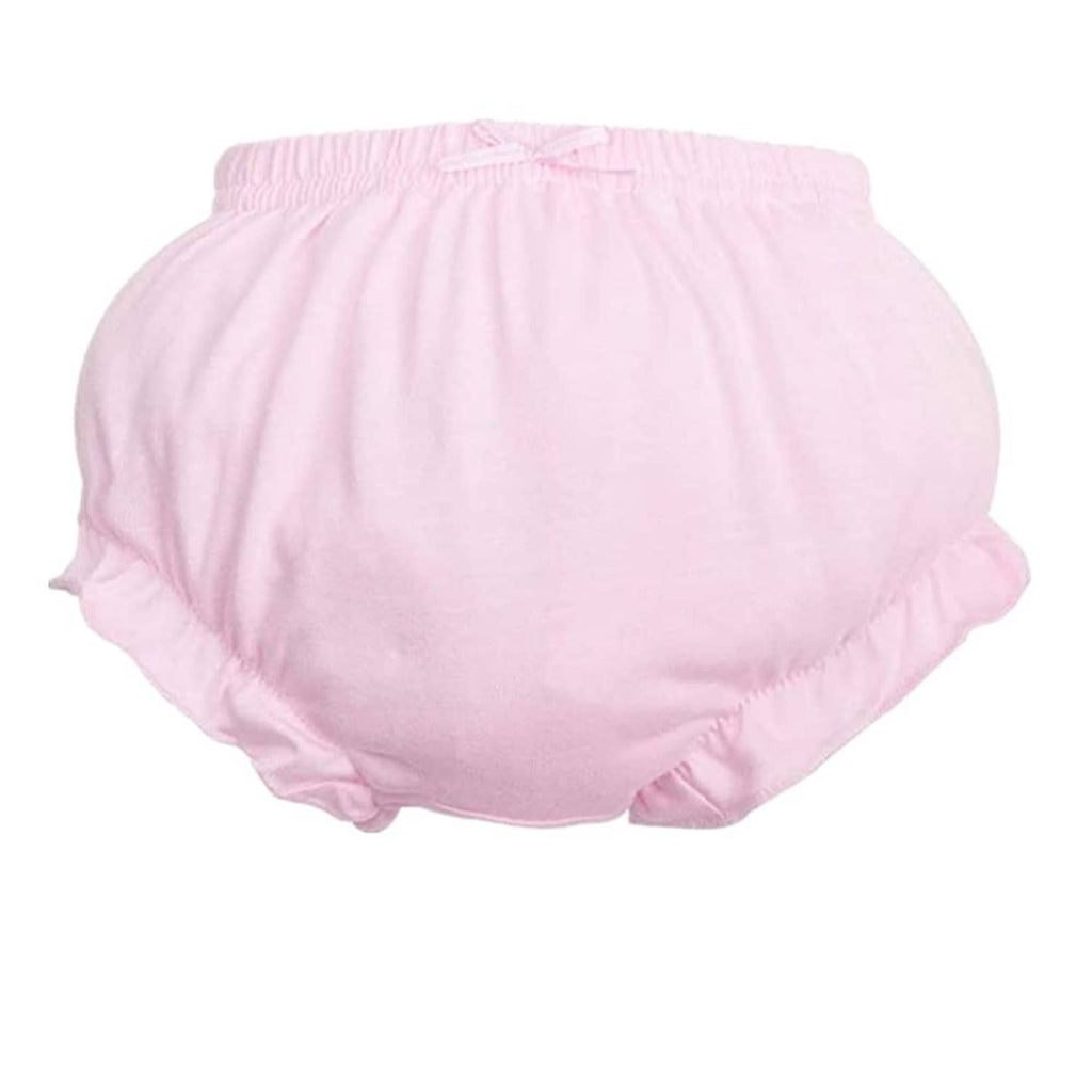 Pink toddler soft briefs with elastic waist and leg openings