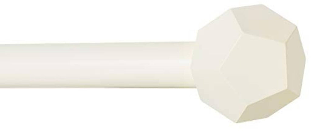 Curtain rod end cap with faceted hexagonal finial, off-white