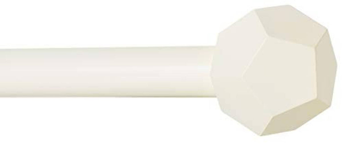 Curtain rod end cap with faceted hexagonal finial, off-white