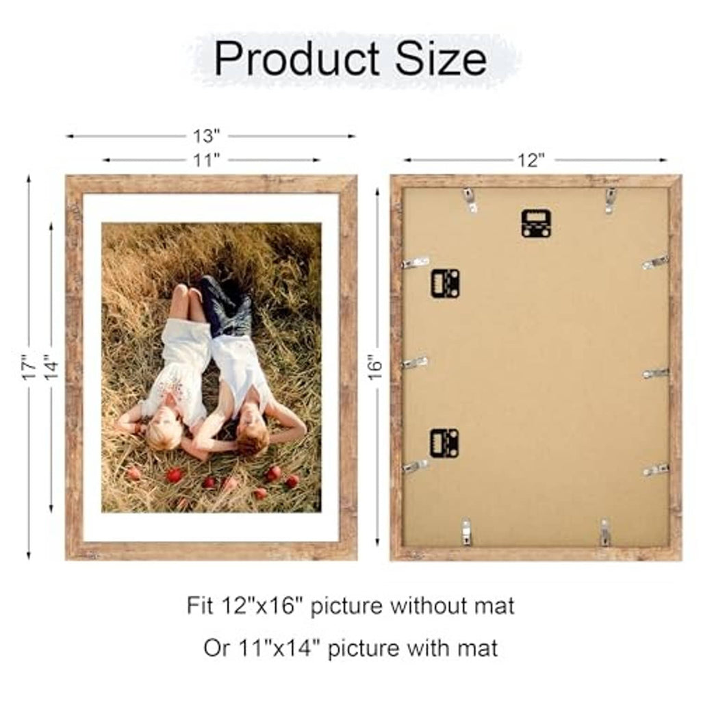 Rustic brown 12x16 picture frame size diagram with back mounting hardware