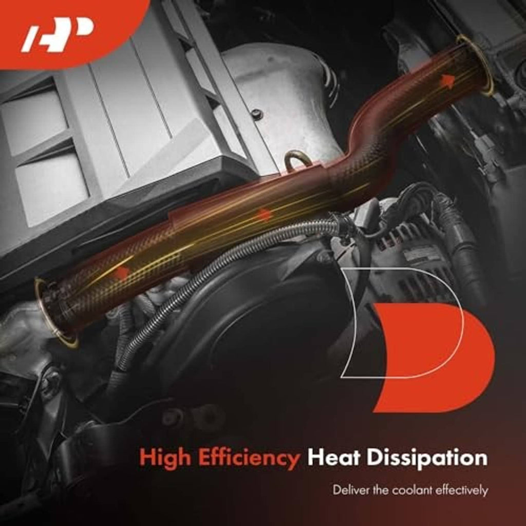 Black radiator hose with heat-dissipation styling in engine-bay view