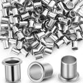 Silver shelf pin sleeves, 1/4 inch cabinet shelf support sleeves (assorted pile).