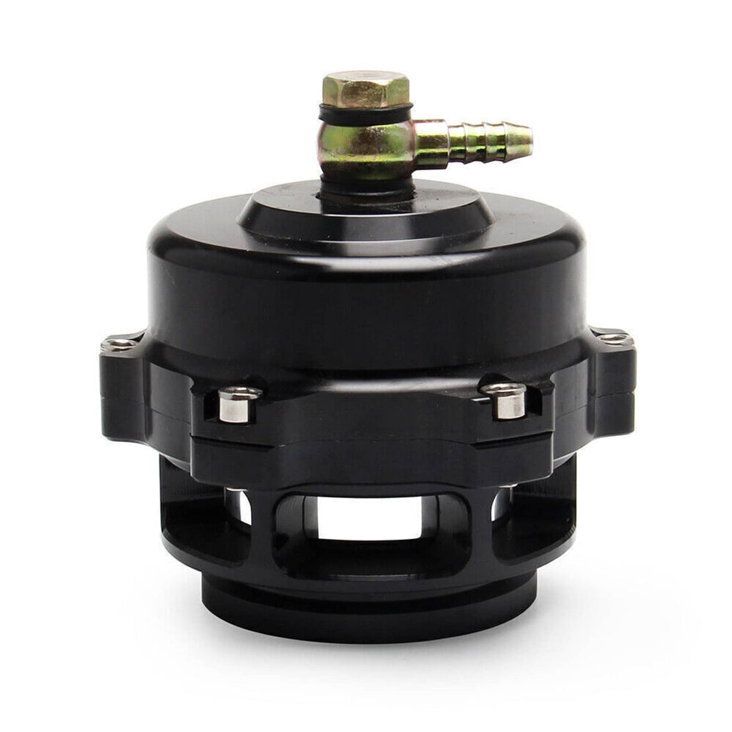 Black intake valve housing with brass vacuum fitting and outlet ports