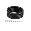 Black transmission cooler hose coil, 3/8 in ID, 10 ft loop and fittings