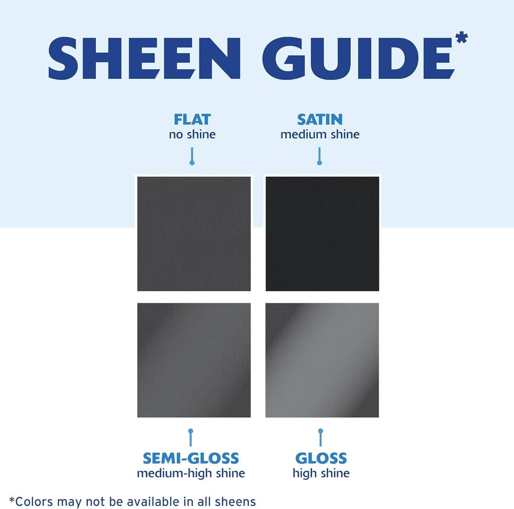 Sheen guide swatches showing semi-gloss to gloss finish levels