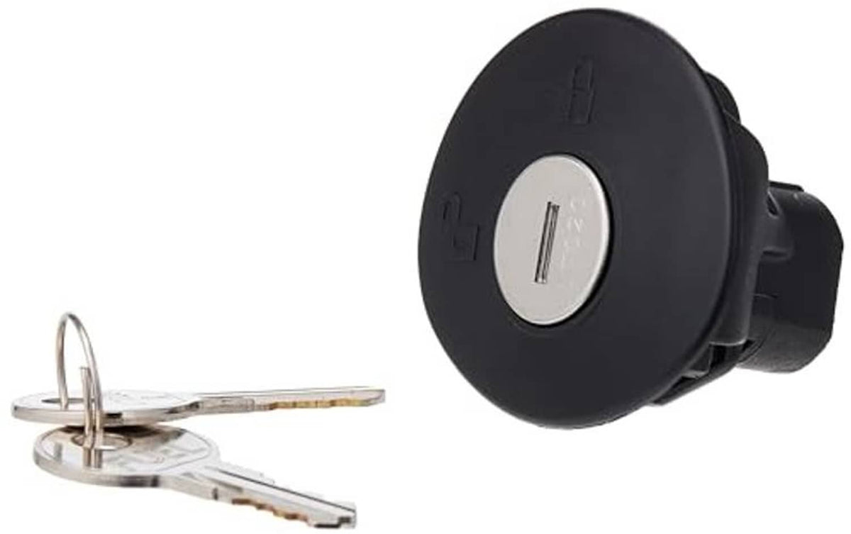 Black ignition lock cylinder with key and two metal keys