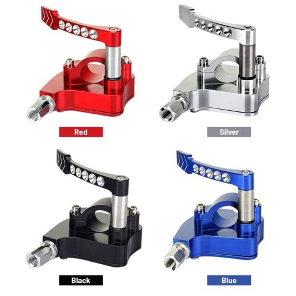 Thumb throttle lever control assembly shown in red, silver, blue, and black color options