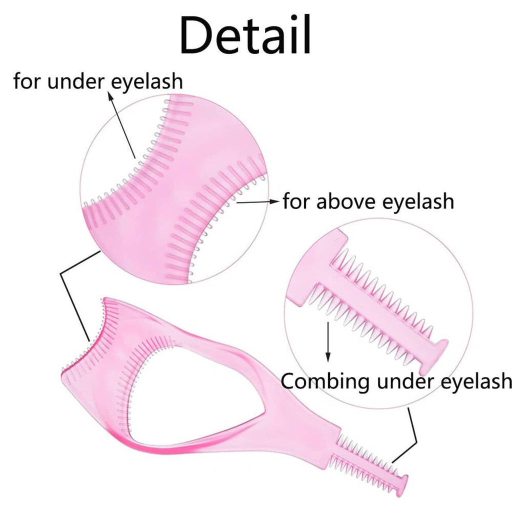 Pink eyelash shield with toothed guard for above and under eyelash protection