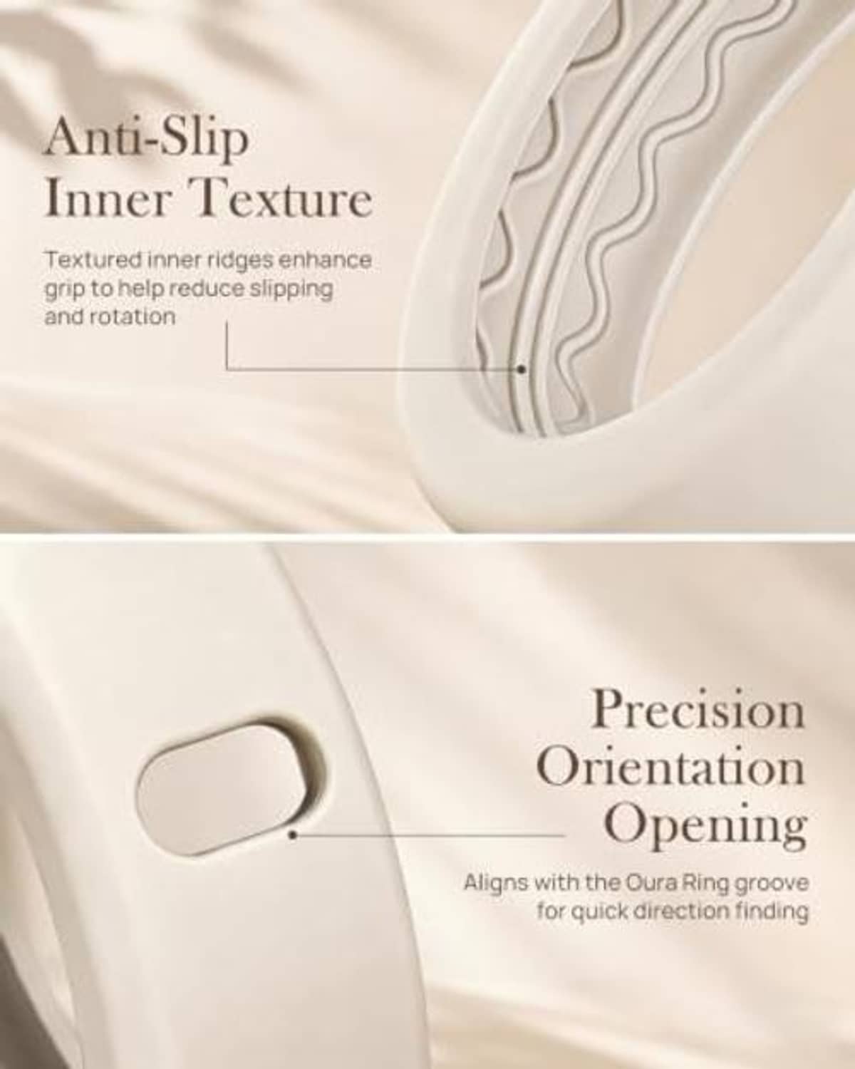 Silicone ring cover with anti-slip inner texture and precision orientation opening
