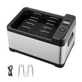 Sous vide precision cooker base with black top, digital control panel, and rack compartments