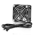 60mm EC cooling fan with black frame and dual-ball blades, includes power cord