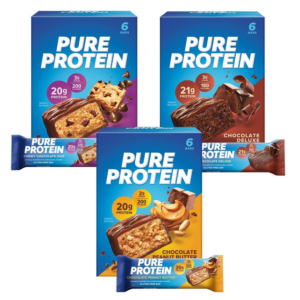 Pure Protein variety pack protein bars, 18-count assortment in chocolate flavors