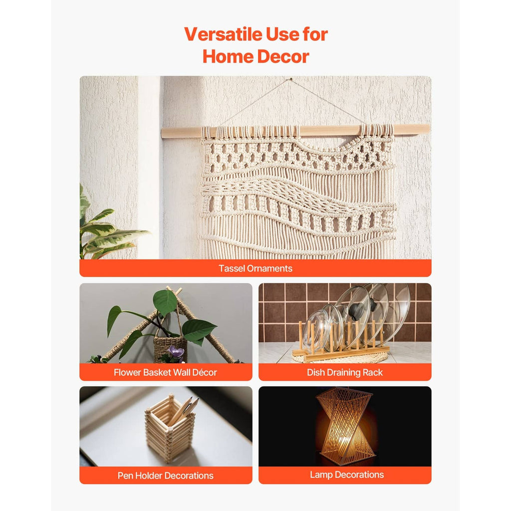 Natural wood dowel rods for decorative and household DIY uses, shown in a bundle