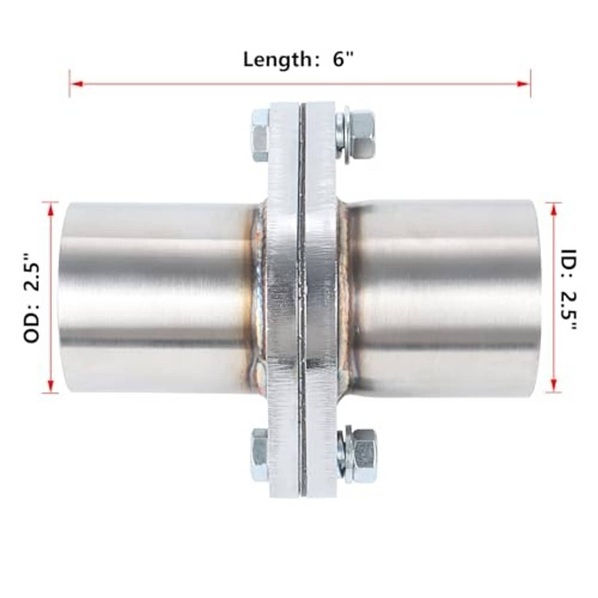 Exhaust flange repair piping kit, 6 in long; 2.5 in OD and 2.5 in ID.