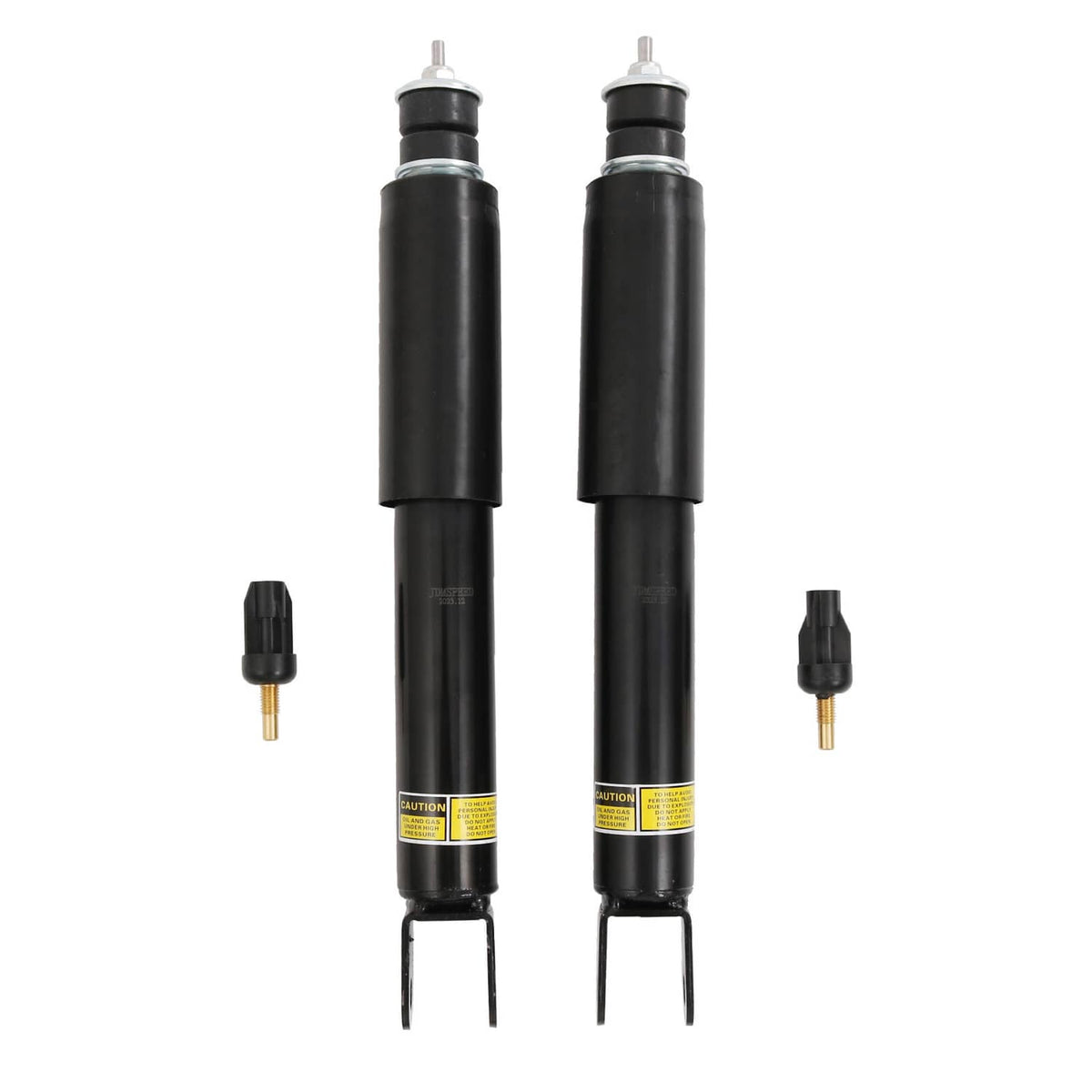Front air shock absorber set, black shocks with chrome rods and small bushing pieces