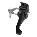 Black throttle control lever with silver mounting bolt and curved trigger handle