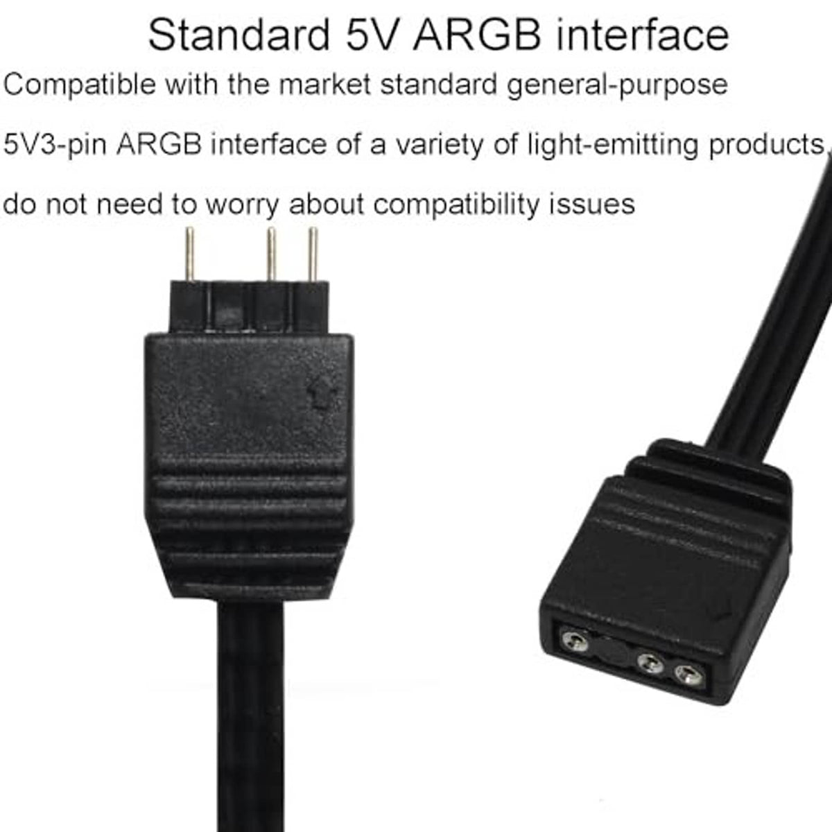 Black ARGB adapter connectors with gold pins and 3-pin interface plug