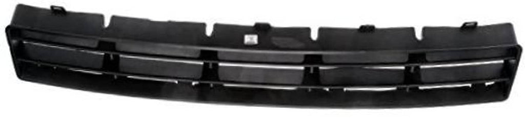 Front center lower bumper grille insert in matte black plastic with center badge